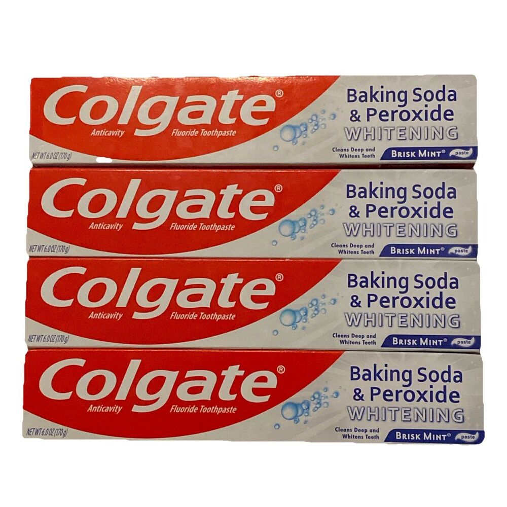 (4) Colgate Baking Soda & Peroxide Whitening Toothpaste 6oz Brisk Mint Bubbles